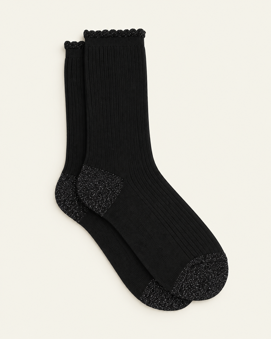 Ant45 - Chaussettes Umea - Noir — paire en packshot sur fond écru