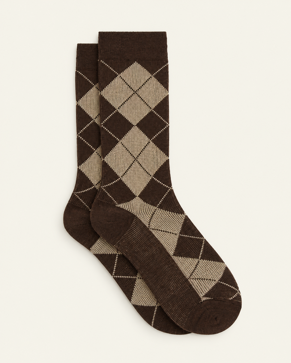 Ant45 - Chaussettes Poppy - Marron — paire en packshot sur fond écru