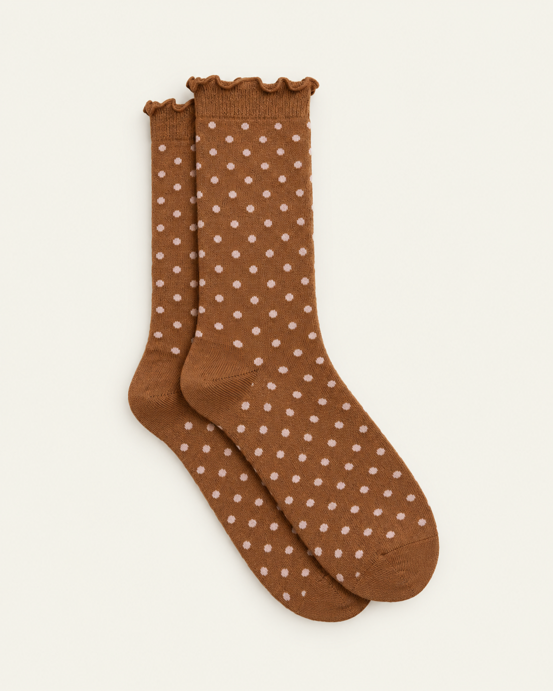 Beck Sondergaard - Chaussettes À Pois - Marron Mocha — paire en packshot sur fond écru