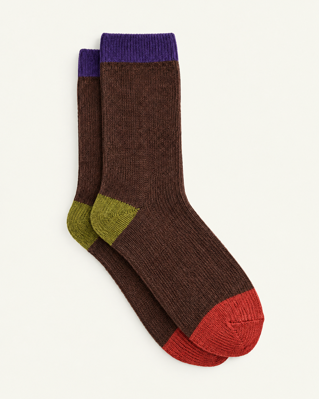 Homecore - Chaussettes Harlequin en laine d’agneau - Brown Multi