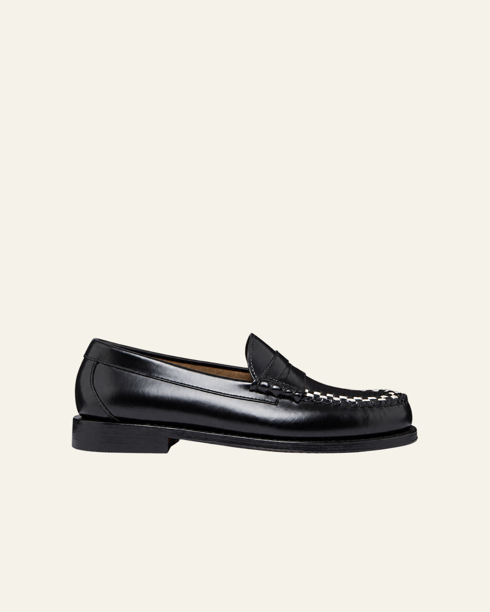 Gh Bass - Mocassins Weejun Heritage Larson Weave - Noir & Blanc - vue de profil