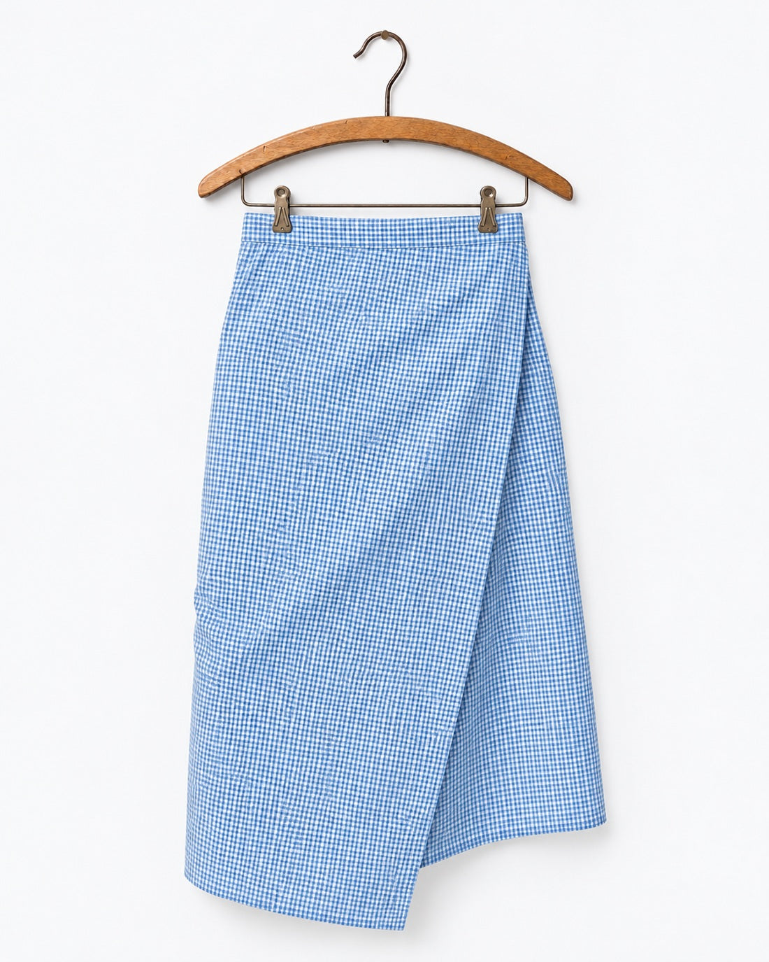 6397 - Jupe Portefeuille Drapée - Bleu - sur cintre