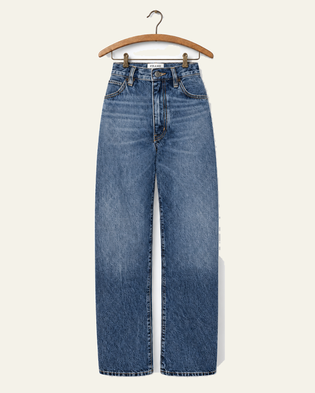 Frame - Jeans The Bow - Obscura — vue de face sur cintre