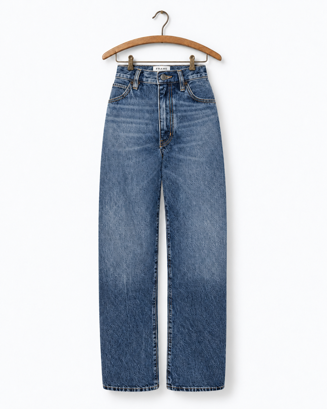 Frame - Jeans The Bow - Obscura — vue de face sur cintre