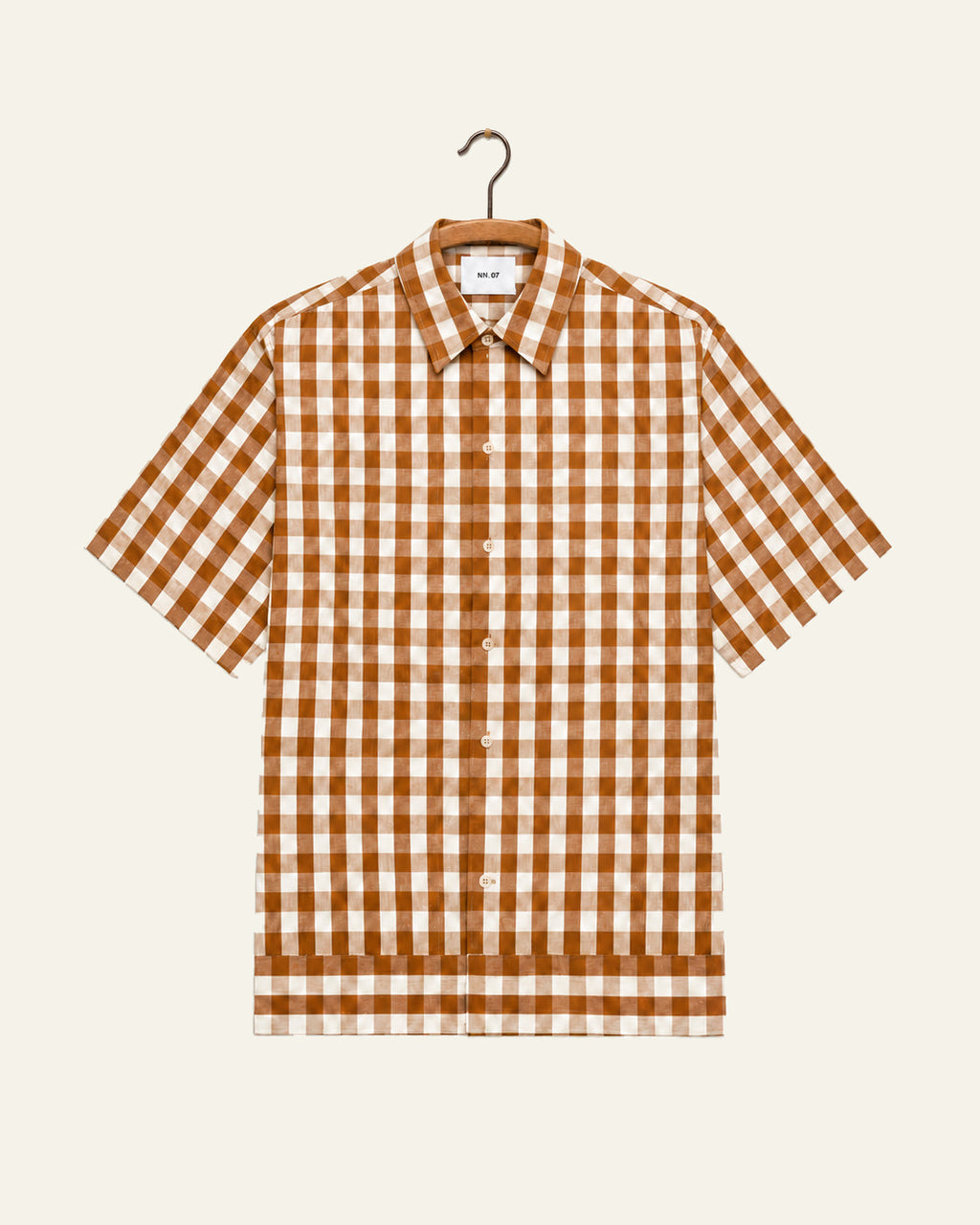 Nn07 - Surchemise Reed - Brown Check, vue de face sur cintre