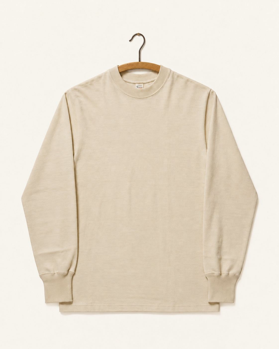 Warehouse & Co - T shirt Long Sleeve 5914 - Crème, vue de face sur cintre