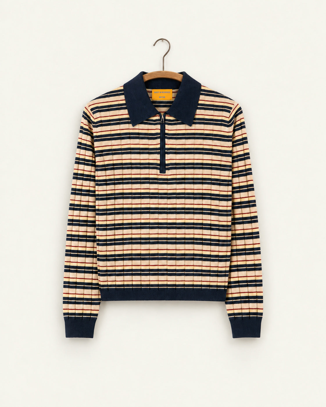 Guest In Residence - Pull Track Polo - Marine Combo - vue sur cintre