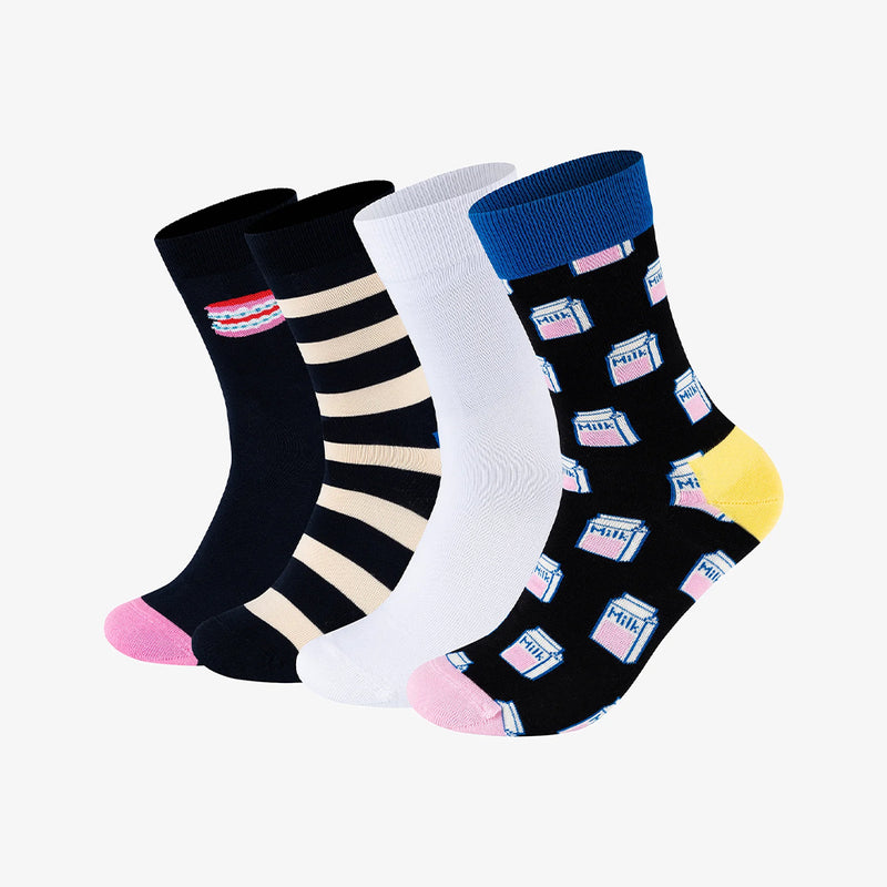 Happy Socks - Set de 4 chaussettes Milk Carton - Blanc