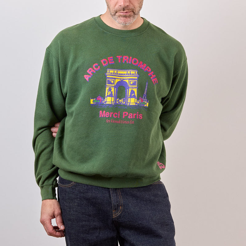Wild Donkey x Merci - Sweat Arc - Vert Bouteille