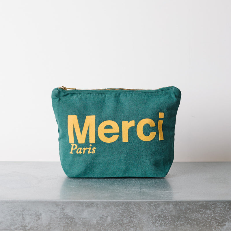 Merci - Pochette en coton - Forêt & Jaune