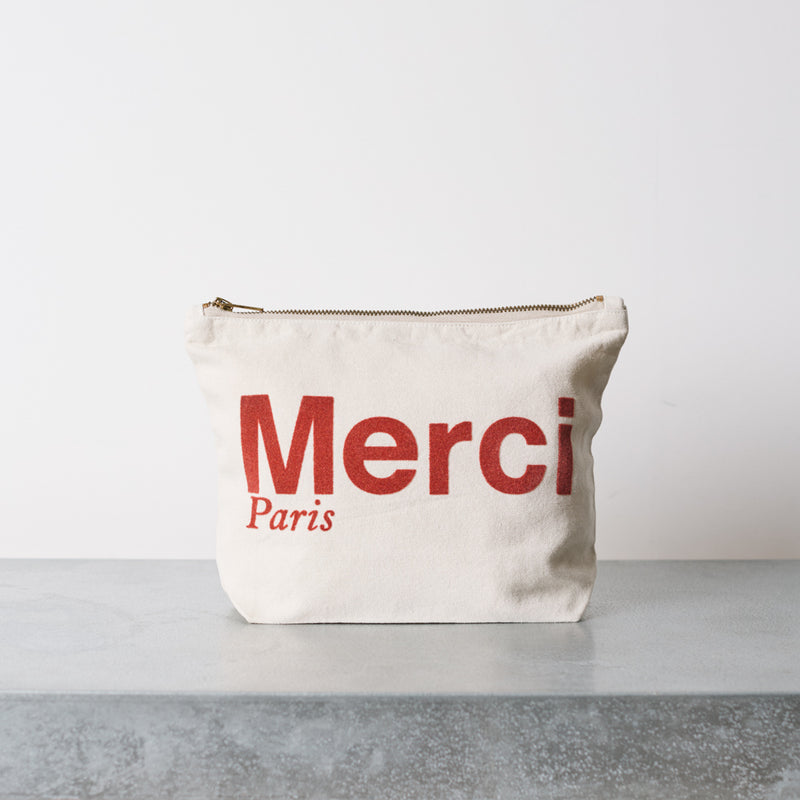 Merci - Pochette en coton - Crème & Vin