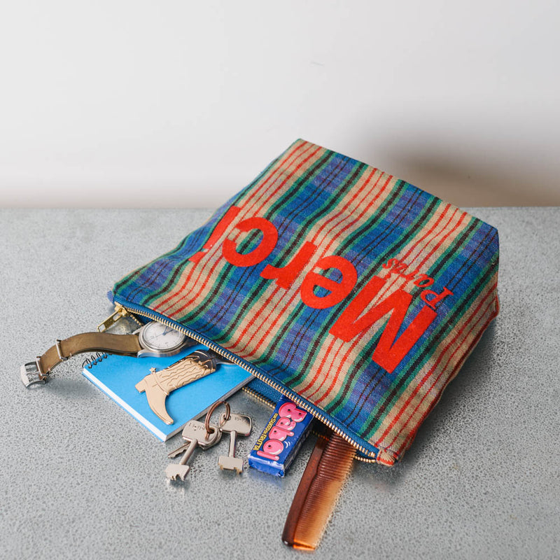 Merci - Pochette en coton -  Violet, Orange & Rouge