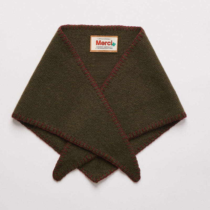 Merci - Bandana en cachemire Martine Bicolore - Olive et Vin
