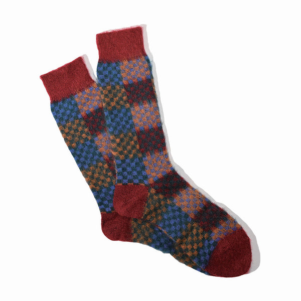 Anonymous ISM - Chaussettes Napping Checker Crew - Rouge 69