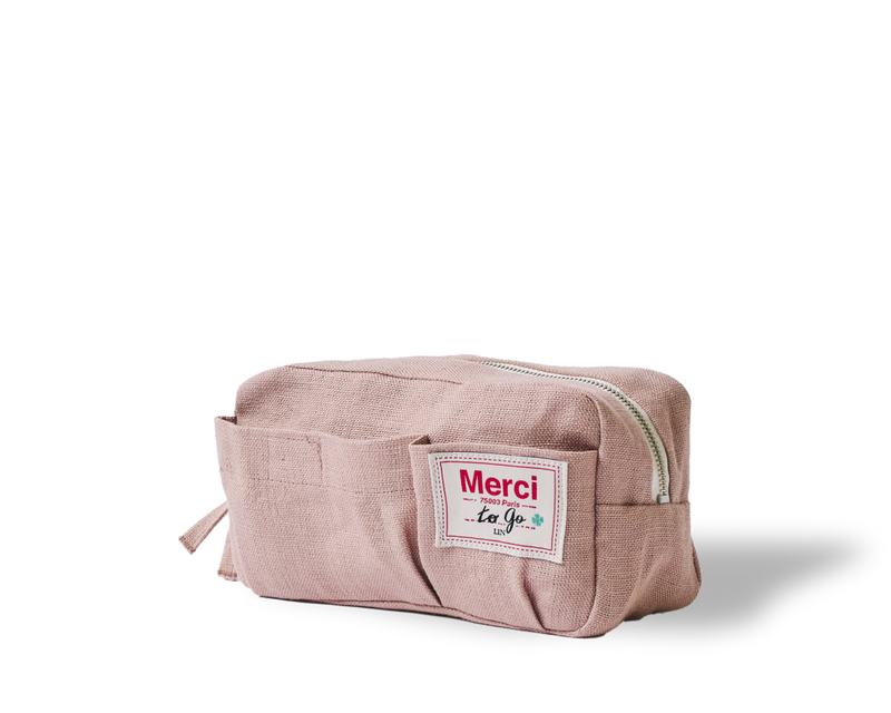 Merci - Trousse en lin lavé - Rose d'Argile