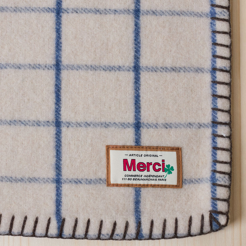 Couverture Merci - Carreaux Bleu Shibori