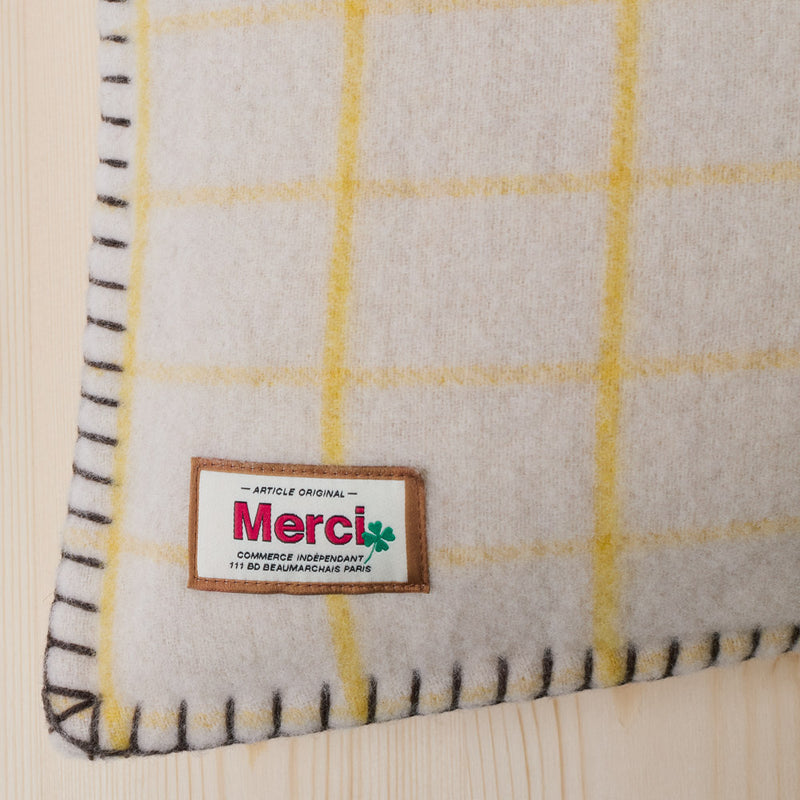 Coussin Merci - Carreaux Jaune Asahi