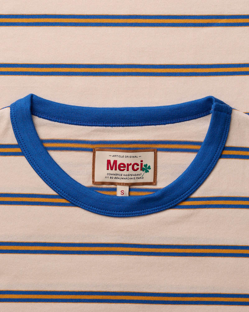 Merci - Julian T-Shirt - Ecru & Blue