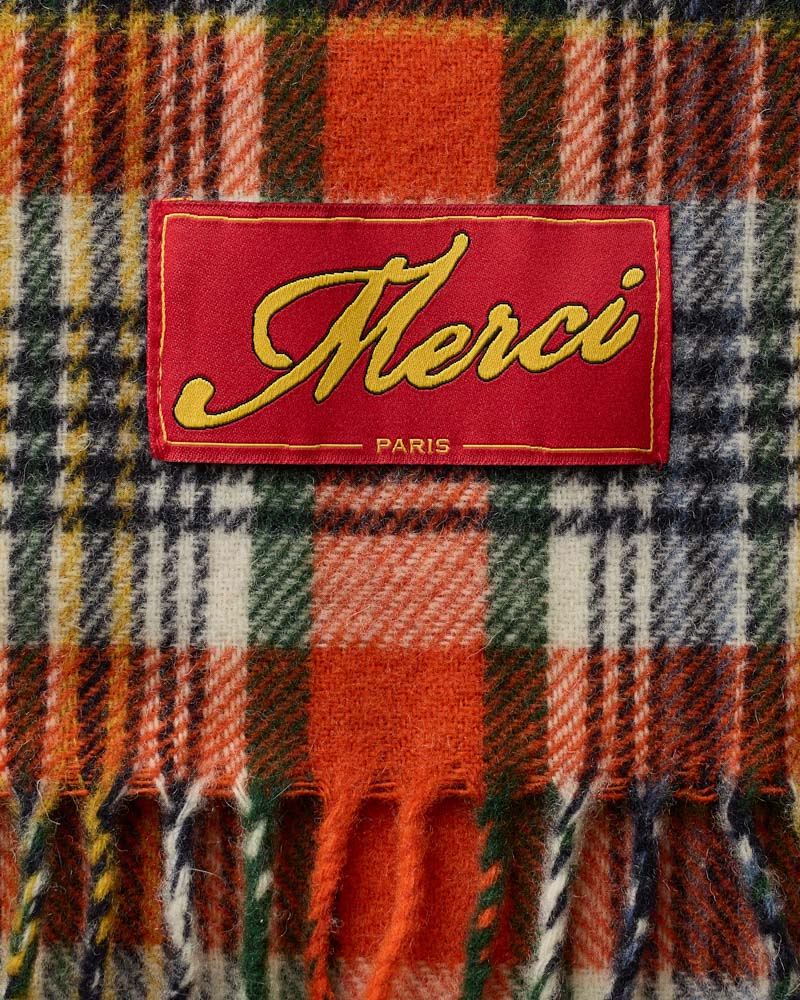 Merci - Echarpe Arlo Carreaux - Orange Vert & Noir