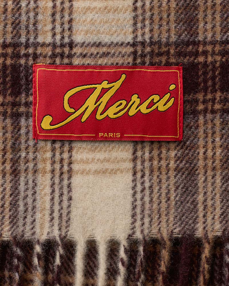 Merci - Echarpe Arlo Carreaux - Beige Camel & Bordeaux
