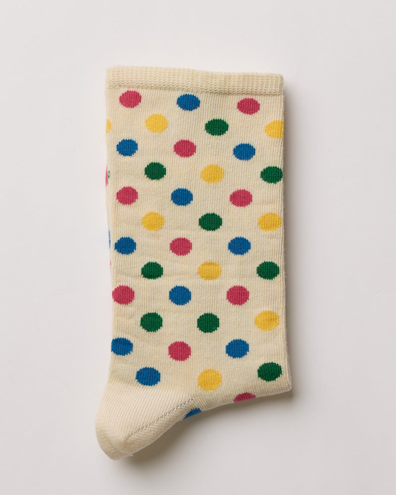 Merci - Polka Dot Cotton Socks - Ecru & Multi