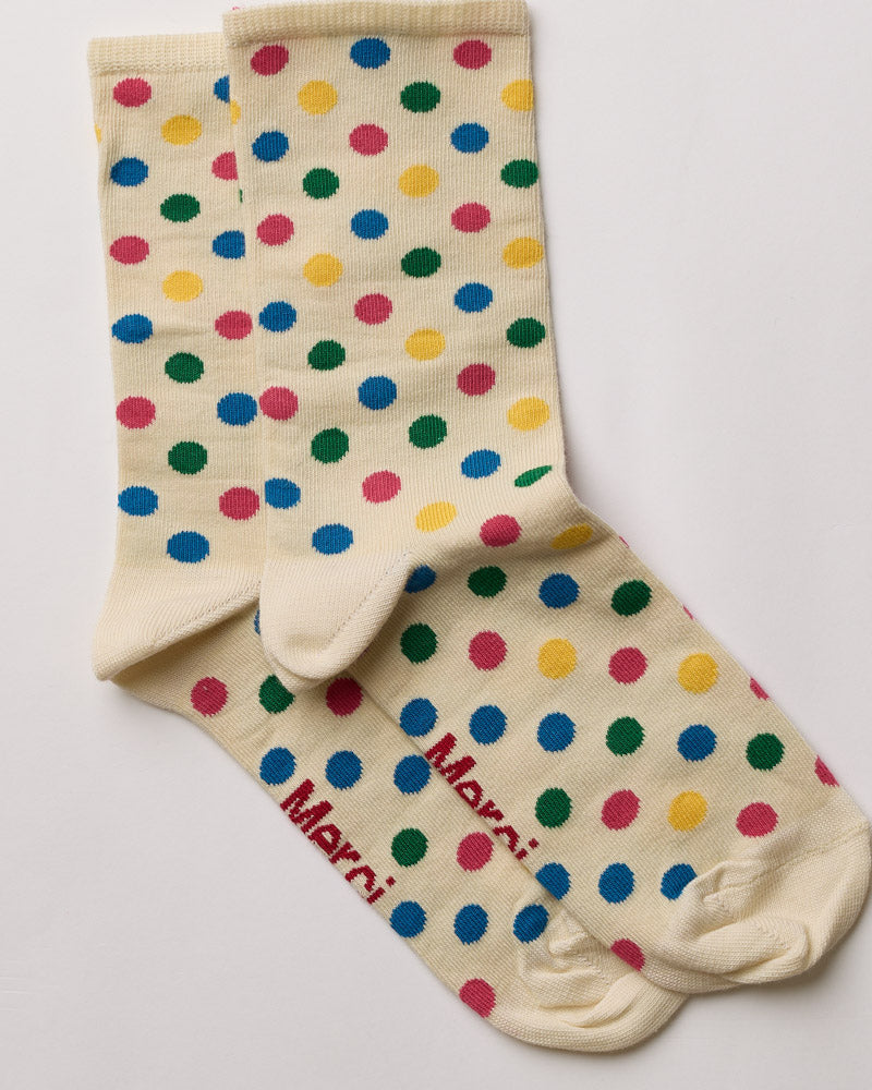 Merci - Chaussettes Coton Pois - Ecru & Multi