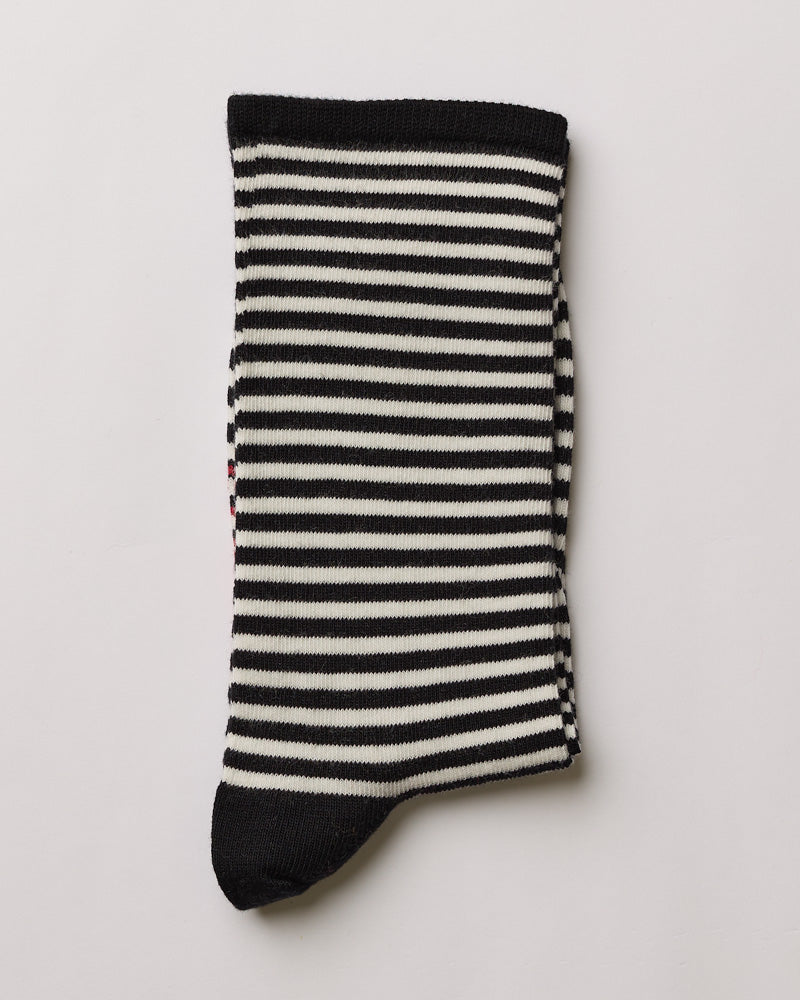 Merci - Chaussettes Coton Rayées - Ecru & Noir