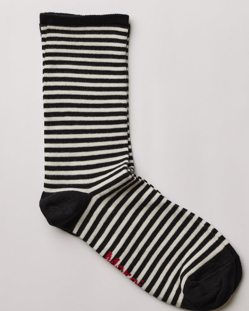 Merci - Chaussettes Coton Rayées - Ecru & Noir