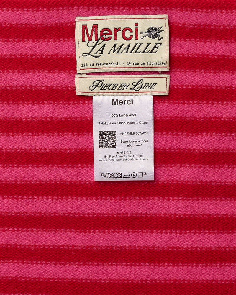 Merci - Bandana Martine Rayures - Rouge & Rose