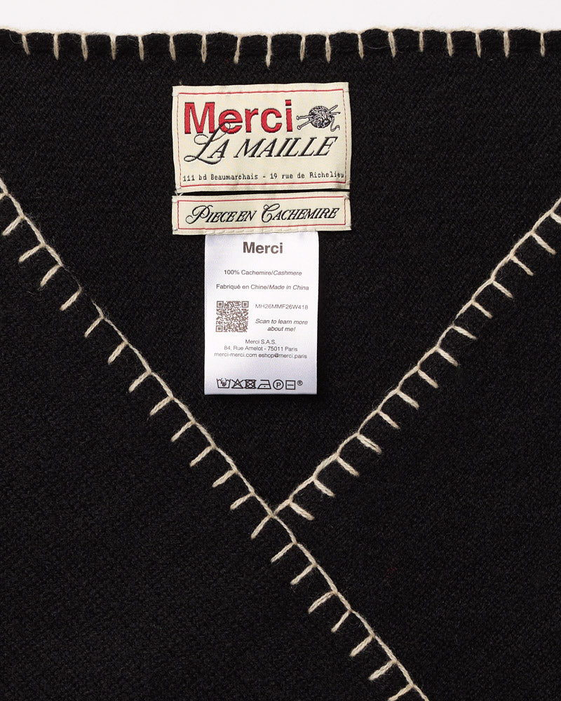 Merci - Bandana En Cachemire Martine Bicolore - Noir & Beige