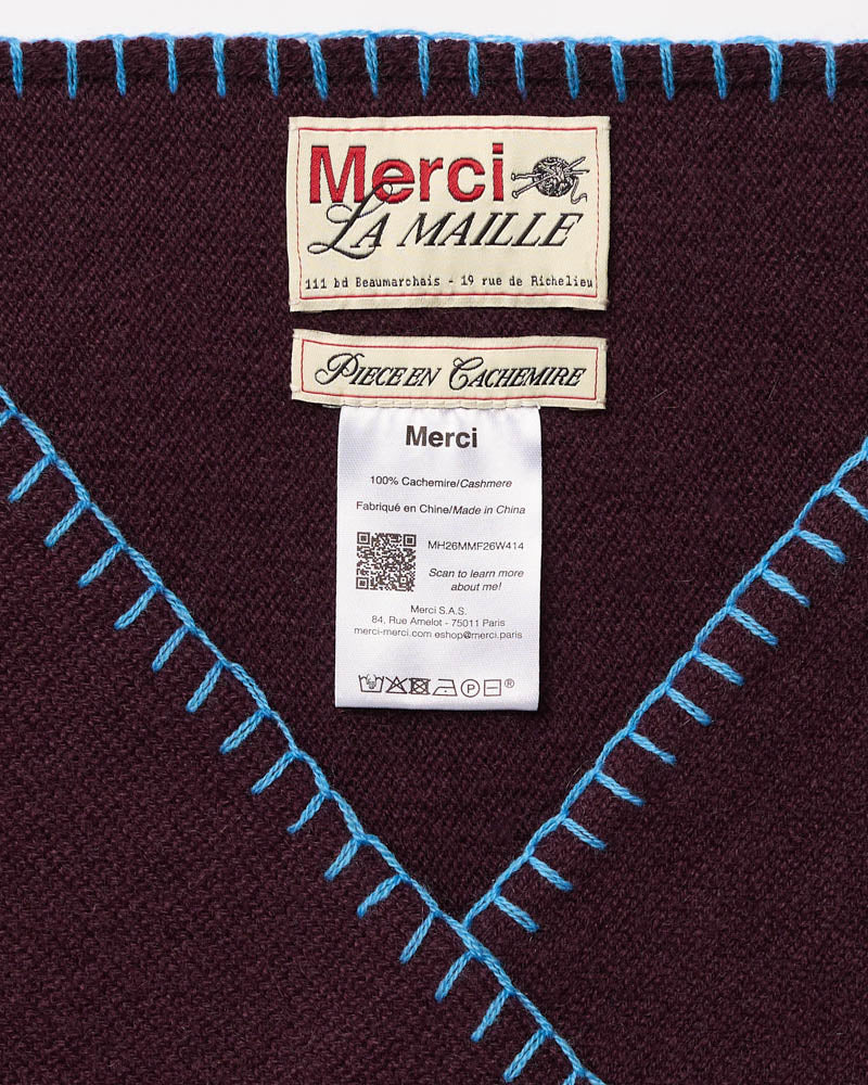 Merci - Bandana En Cachemire Martine Bicolore - Aubergine & Bleu