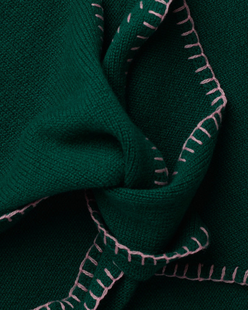 Merci - Martine Bicolored Cashmere Bandana - Green & Pink