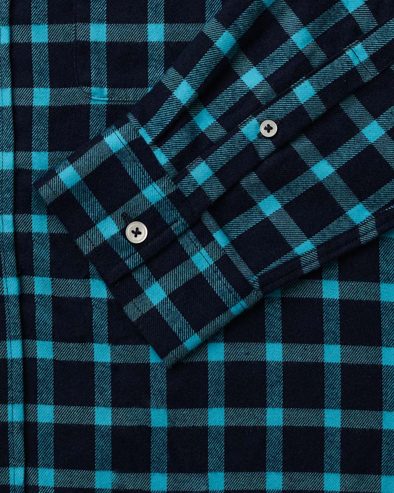 Au Vieux Campeur - Paid Holidays - Elmer Flannel Shirt - Navy & Turquoise
