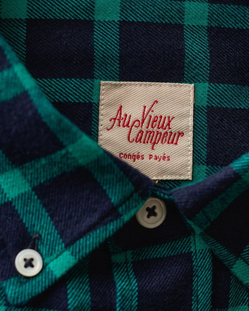 Au Vieux Campeur - Paid Holidays - Elmer Flannel Shirt - Navy & Water Green