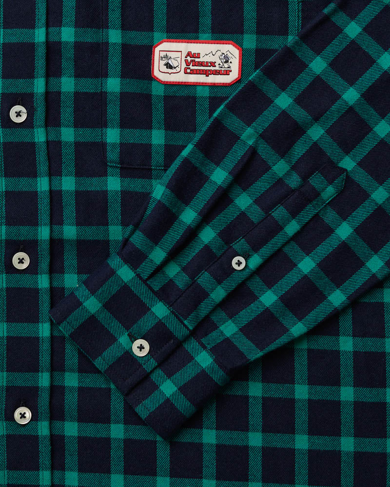 Au Vieux Campeur - Paid Holidays - Elmer Flannel Shirt - Navy & Water Green