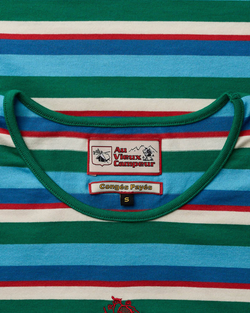 Au Vieux Campeur - Congés Payés - T-Shirt Bianca - Vert Bleu Rouge & Ecru