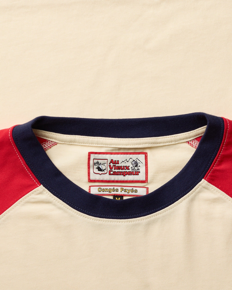 Au Vieux Campeur - Paid Holidays - Jace T-shirt - Ecru Red & Bleu
