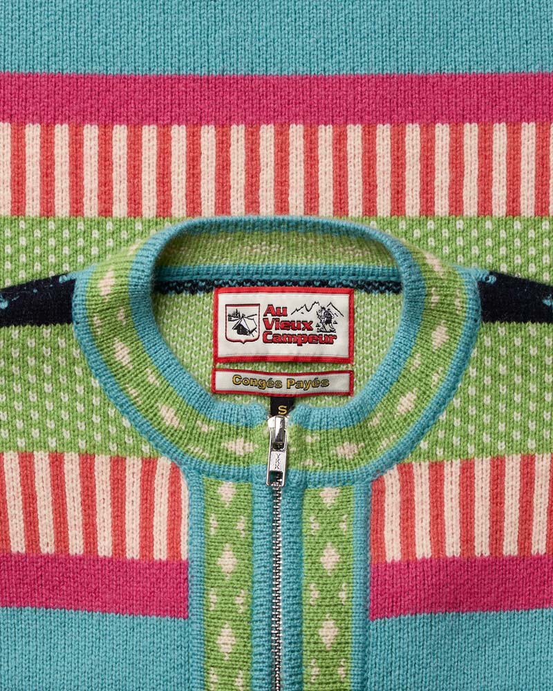 Au Vieux Campeur - Paid Leave - Nicole Cardigan - Green & Bleu