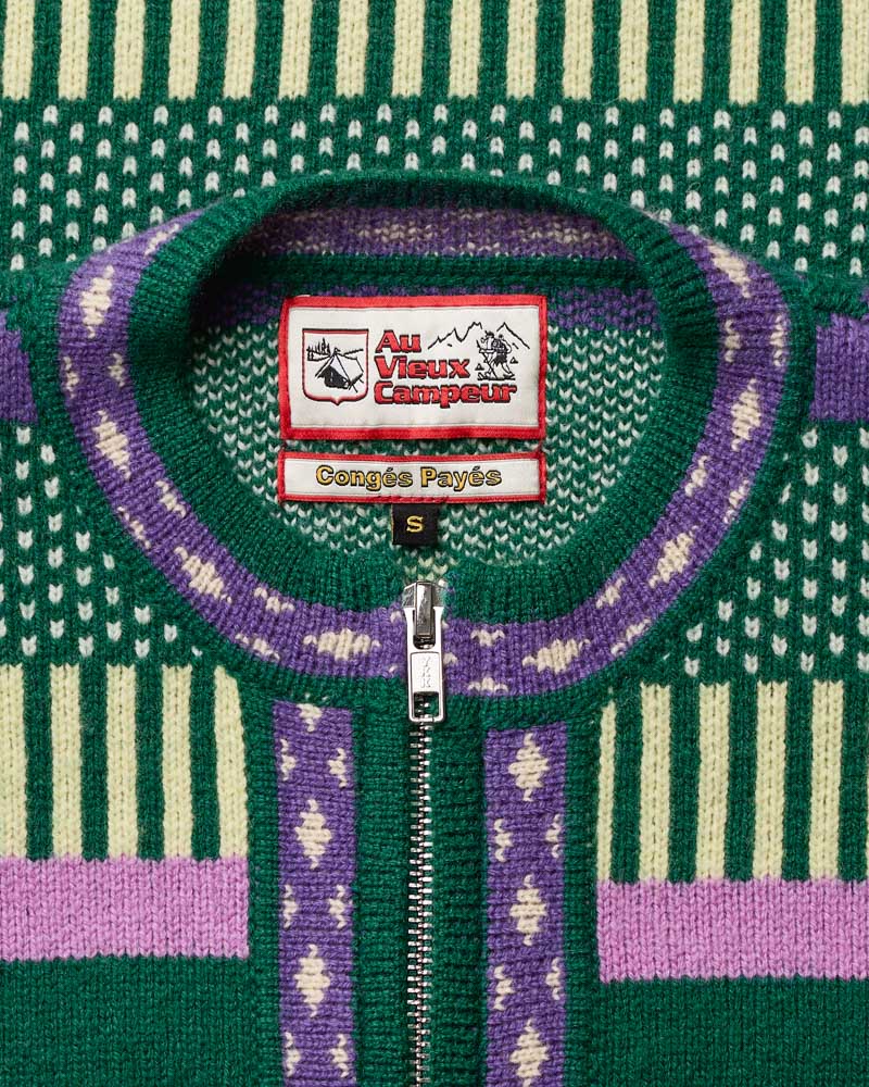 Au Vieux Campeur - Paid Leave - Nicole Cardigan - Green & Purple