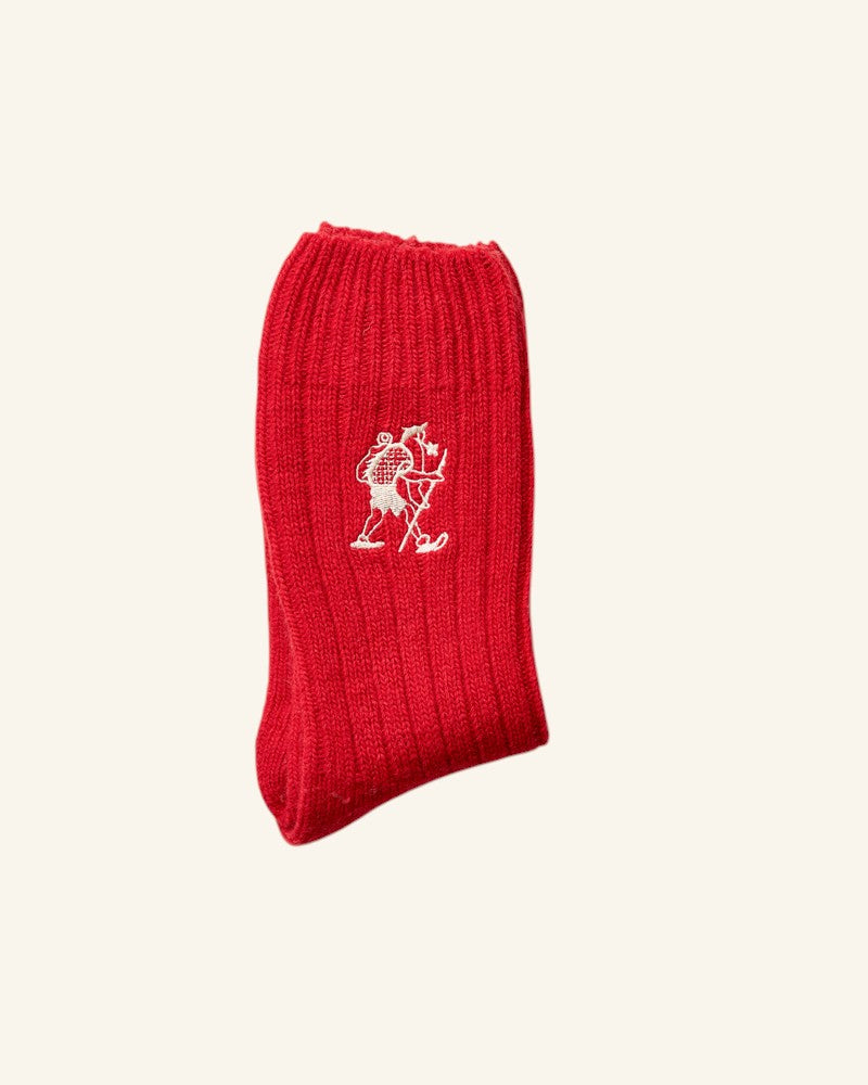 Au Vieux Campeur - Paid Holidays - Embroidered Walker Wool Socks - Red