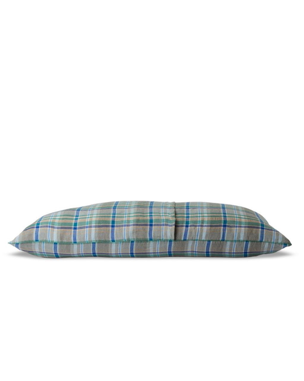 Merci - Coussin Rectangle En Lin Lavé - Carreaux Bibliothèque
