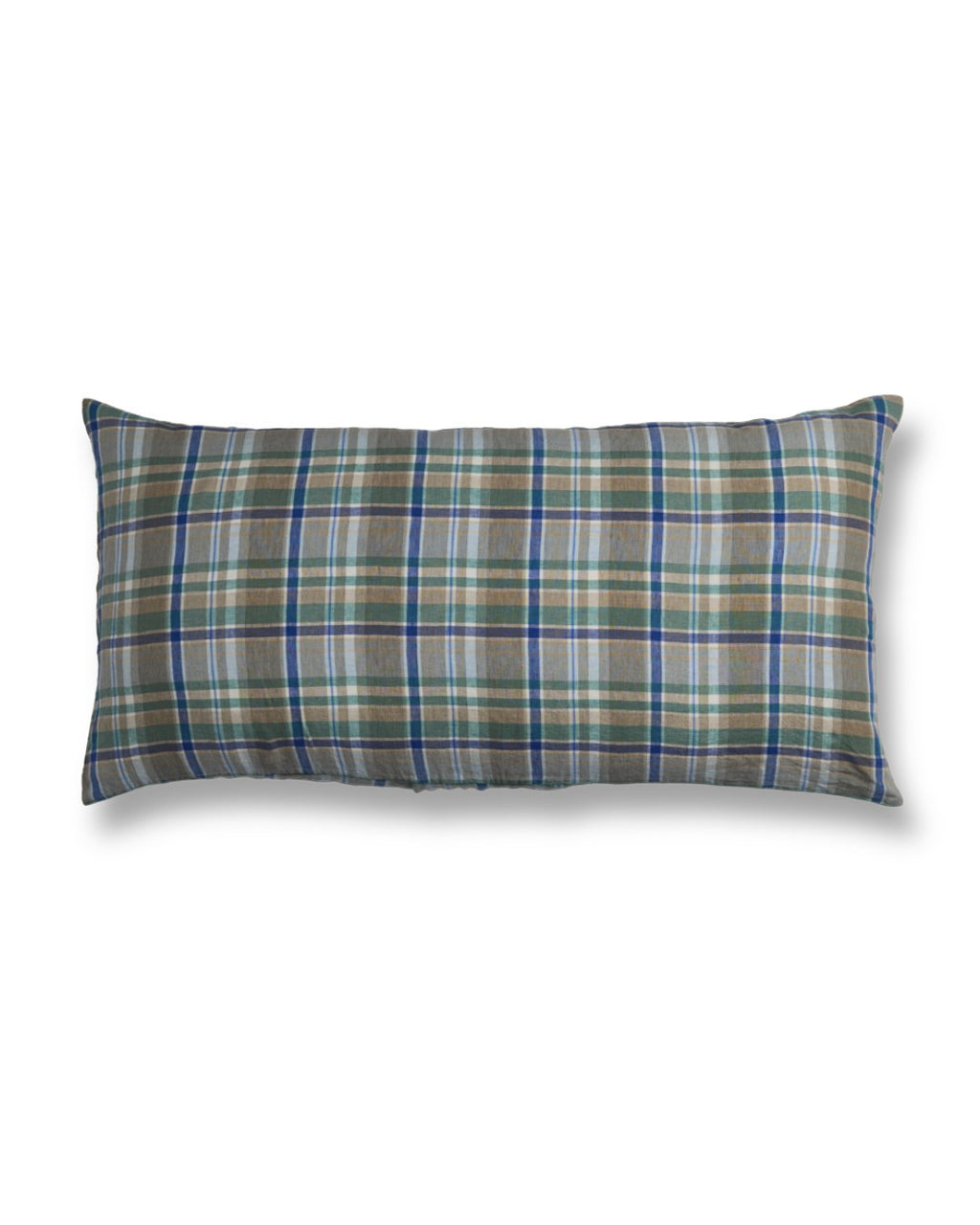 Merci - Coussin Rectangle En Lin Lavé - Carreaux Bibliothèque