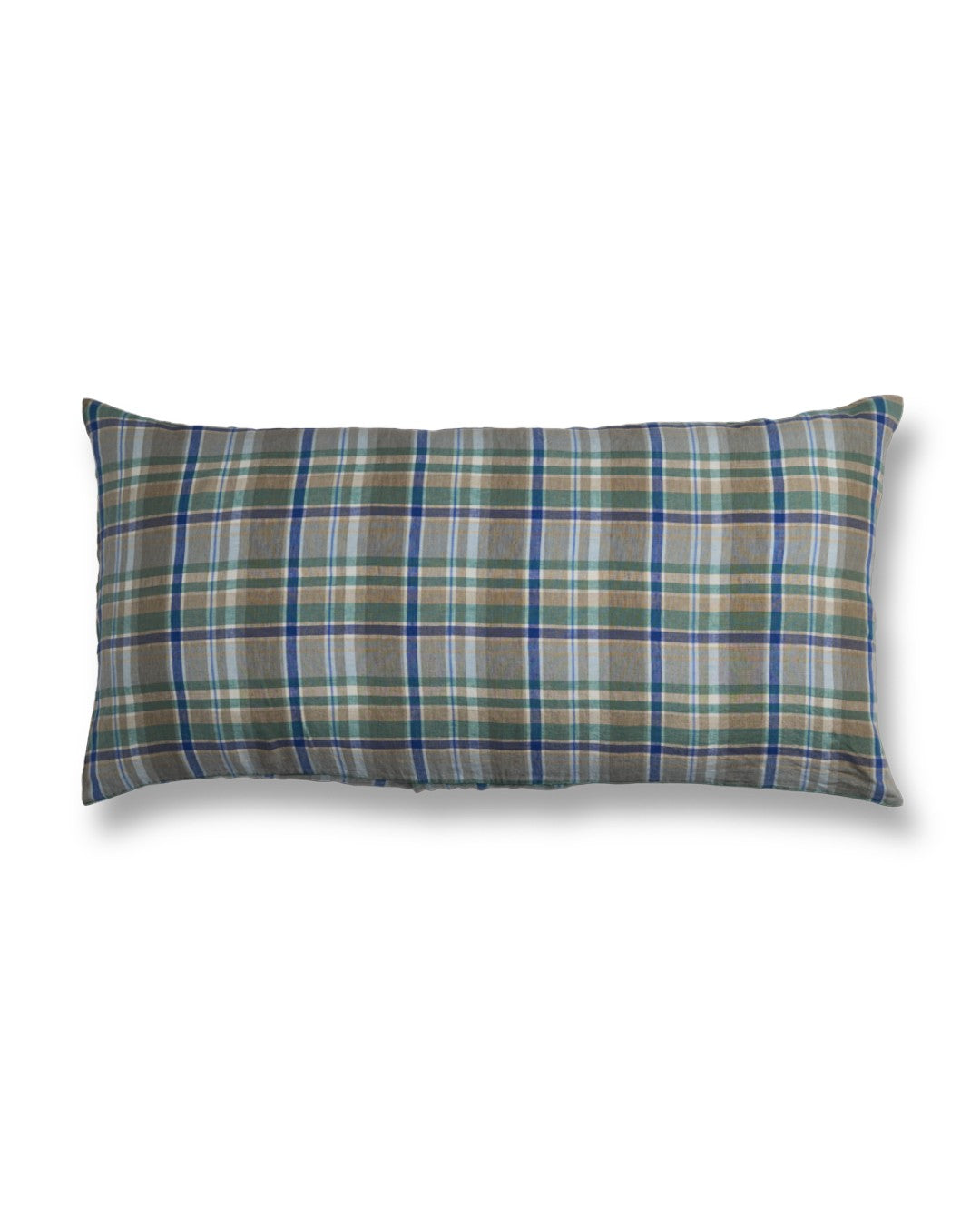 Merci - Coussin Rectangle En Lin Lavé - Carreaux Bibliothèque