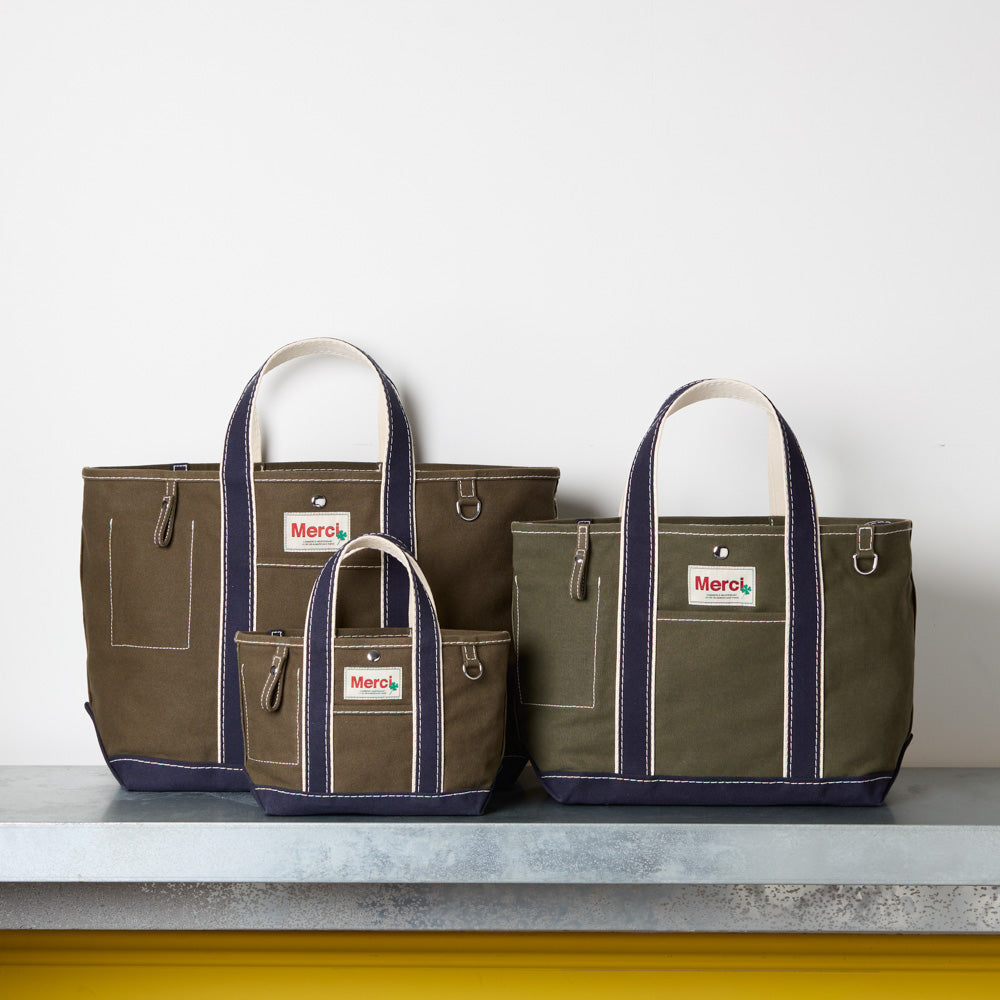 Merci - Candide shopping bag Ribbon - Olive & Navy
