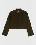 Veste courte en velours côtelé kaki Merci Paris avec fermetures ornementales style brandebourg