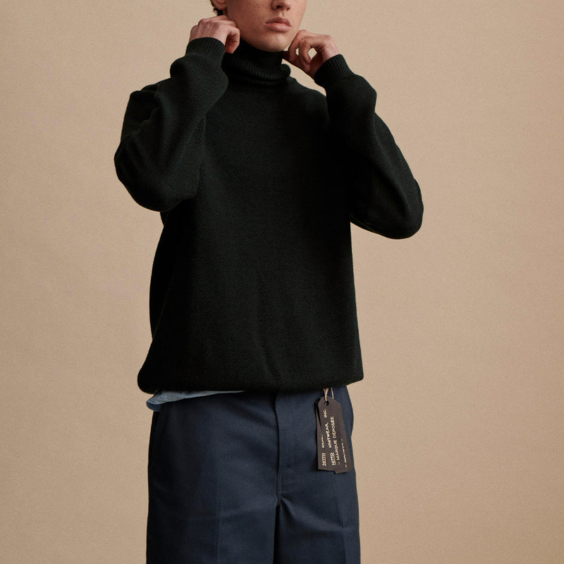 Nitto Knitwear - Pull Youri Col Roulé - Vert