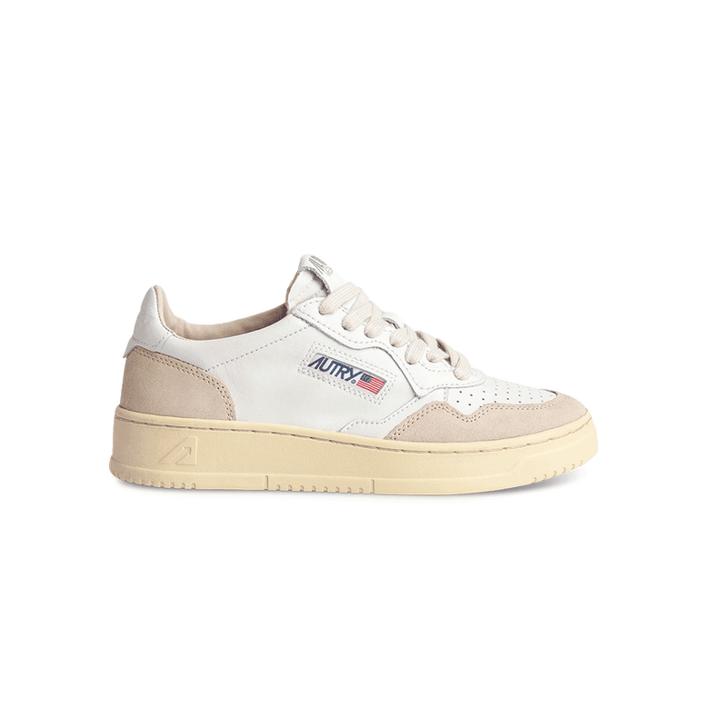Autry - Medalist Low Sneakers - White & Beige Autry - Medalist Low Sneakers - White & Beige