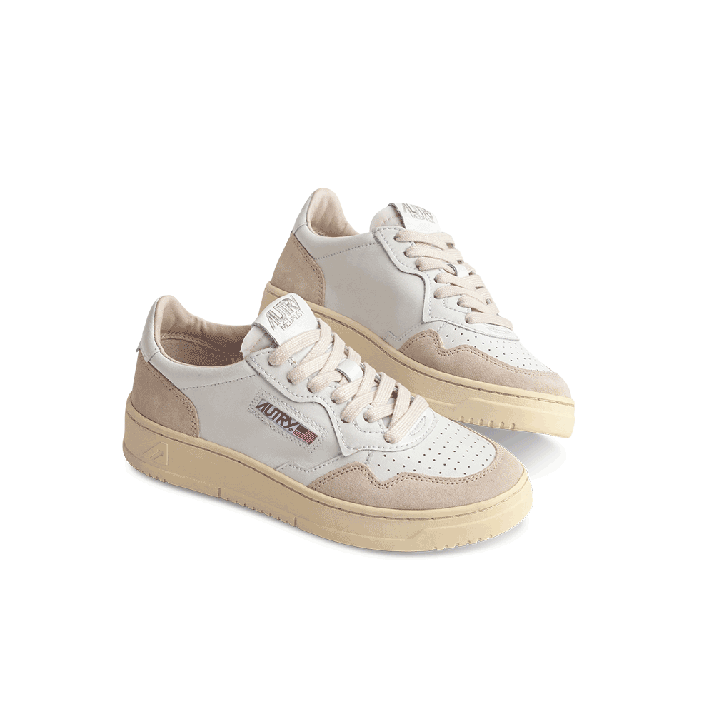Autry - Medalist Low Sneakers - White & Beige Autry - Medalist Low Sneakers - White & Beige