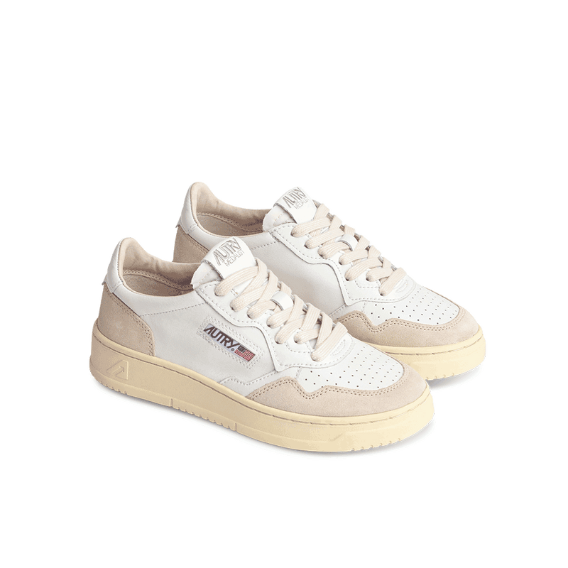 Autry - Medalist Low Sneakers - White & Beige Autry - Medalist Low Sneakers - White & Beige