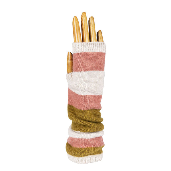 Santacana - Gants long en laine et cachemire - Rayés Moutarde